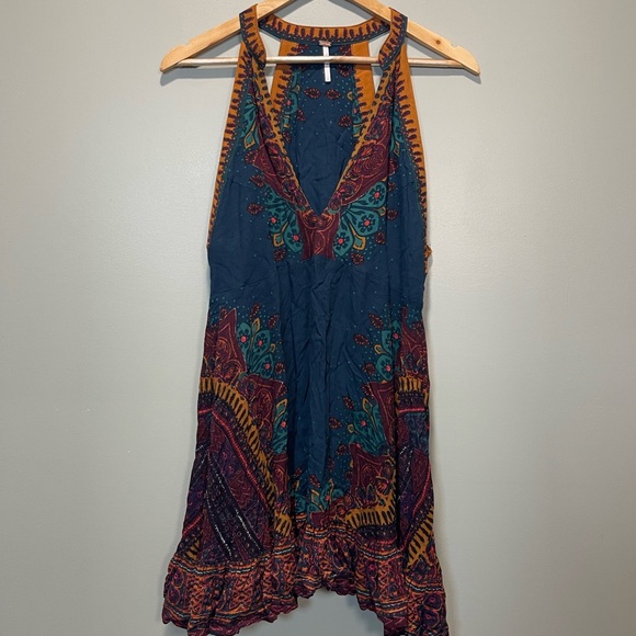 Free People Backless Dress - Deep Blue and Rich Brown - Picture 3 of 6